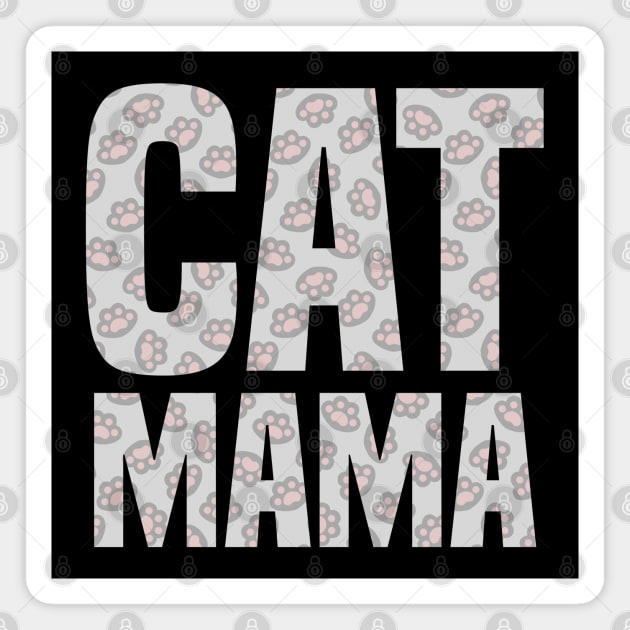 cat mama grey cat paws pattern Magnet by UniFox